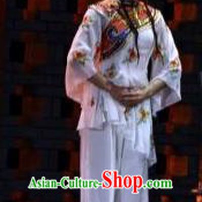 Chinese Dance Drama Wild Jujubes Classical Dance White Dress Stage Performance Dance Costume and Headpiece for Women