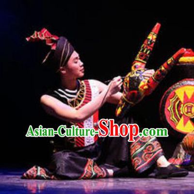 Chinese Drama Colorful Guizhou Yi Nationality Folk Dance Clothing Stage Performance Dance Costume for Men