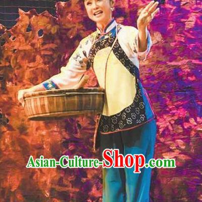Chinese Moon Shines On Sugarbush Ferry Folk Dance Dress Stage Performance Dance Costume and Headpiece for Women