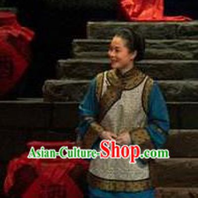 Chinese Moon Shines On Sugarbush Ferry Farmwife Dance Dress Stage Performance Dance Costume and Headpiece for Women