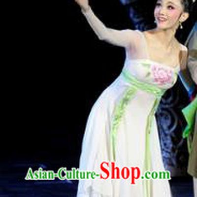 Chinese Chuansi Gongzhu Dance White Dress Ancient Silk Princess Stage Performance Dance Costume and Headpiece for Women