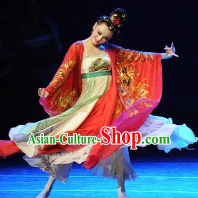 Chinese Chuansi Gongzhu Classical Dance Red Dress Ancient Silk Princess Stage Performance Dance Costume and Headpiece for Women