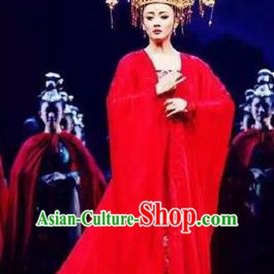 Chinese Chuansi Gongzhu Classical Dance Red Dress Stage Performance Dance Costume and Headpiece for Women
