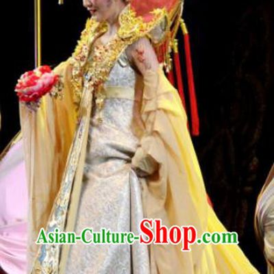 Chinese Chuansi Gongzhu Classical Dance Tang Dynasty Queen Dress Stage Performance Dance Costume and Headpiece for Women