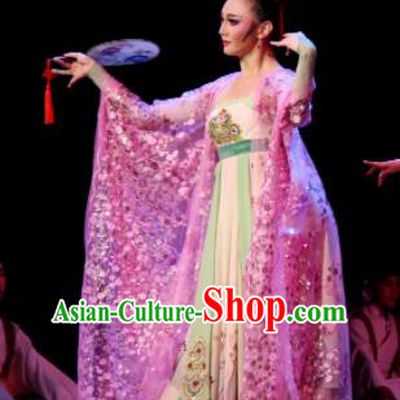 Chinese Chuansi Gongzhu Classical Dance Tang Dynasty Princess Dress Stage Performance Dance Costume and Headpiece for Women