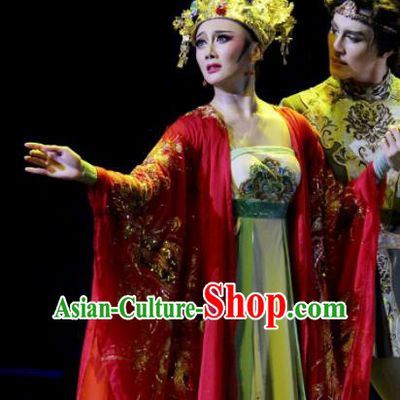 Chinese Chuansi Gongzhu Classical Dance Tang Dynasty Wedding Dress Stage Performance Dance Costume and Headpiece for Women