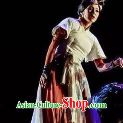 Lady Zhaojun Chinese Han Dynasty Princess Classical Dance Dress Stage Performance Dance Costume and Headpiece for Women