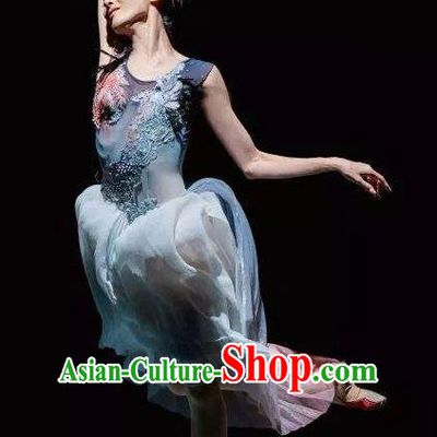 Crested Ibises Chinese Classical Dance Atrovirens Dress Stage Performance Dance Costume and Headpiece for Women
