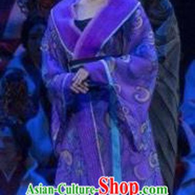 Chinese King Zhuang of Chu Ancient Spring and Autumn Period Court Purple Dress Stage Performance Dance Costume and Headpiece for Women