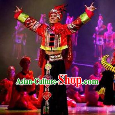 Impression Shanha Chinese She Nationality Bridegroom Clothing Stage Performance Dance Costume for Men