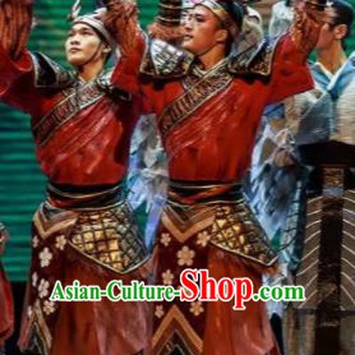 Sunsets Chinese Classical Dance Ancient Warrior Clothing Stage Performance Dance Costume for Men