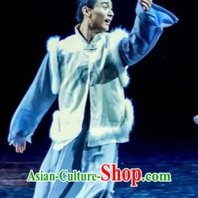 Trilogy of the Rapids Chinese Peking Opera Clothing Stage Performance Dance Costume and Headpiece for Men