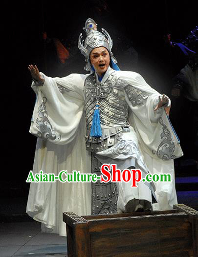 Xiao Qiao Marriage Chinese Peking Opera General Zhou Yu Clothing Stage Performance Dance Costume and Headpiece for Men