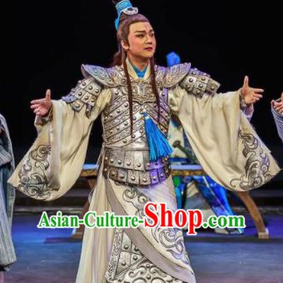 Xiao Qiao Marriage Chinese Peking Opera General Zhou Yu Clothing Stage Performance Dance Costume and Headpiece for Men