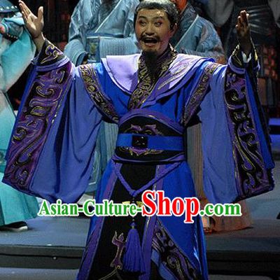 Xiao Qiao Marriage Chinese Peking Opera Minister Purple Clothing Stage Performance Dance Costume and Headpiece for Men