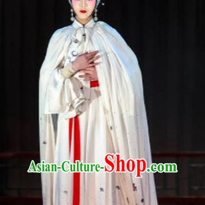 Xi Jiao Chinese Peking Opera Diva White Dress Stage Performance Dance Costume and Headpiece for Women