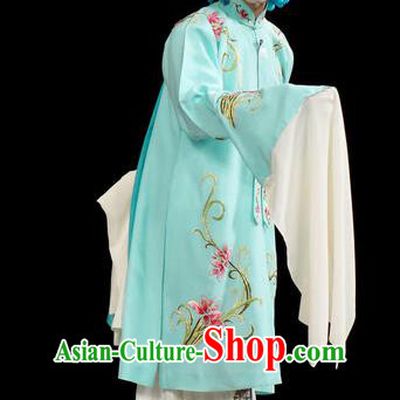 Han Consort Ming Chinese Peking Opera Palace Lady Blue Dress Stage Performance Dance Costume and Headpiece for Women