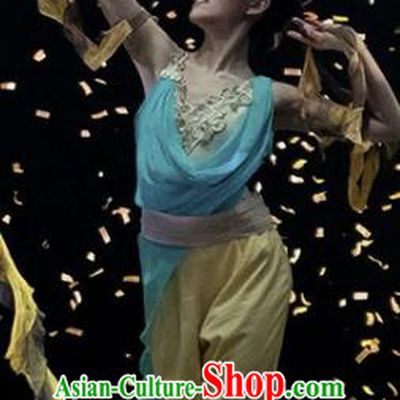 Dunhuang Reflections Chinese Classical Dance Yellow Dress Stage Performance Dance Costume and Headpiece for Women
