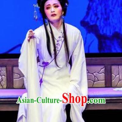 Phoenix Hairpin Chinese Peking Opera Diva White Dress Stage Performance Dance Costume and Headpiece for Women