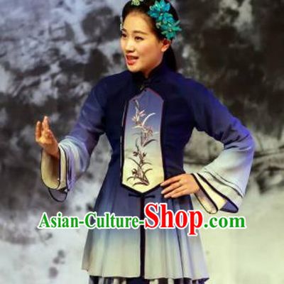 Huang Ye Hong Lou Chinese Peking Opera Purple Dress Stage Performance Dance Costume and Headpiece for Women