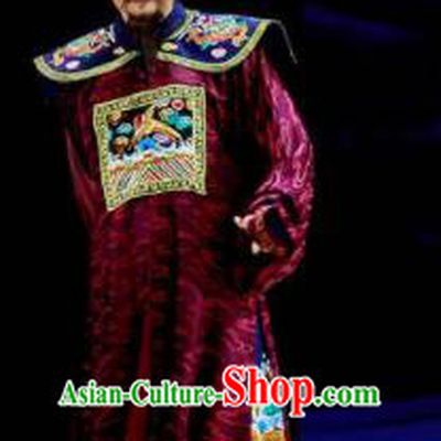 Huang Ye Hong Lou Chinese Peking Opera Minister Clothing Stage Performance Dance Costume and Headpiece for Men