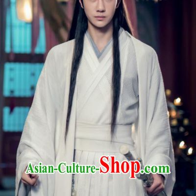 Chinese Drama The Untamed Ancient Nobility Childe Swordsman Lan Wangji Wang Yibo White Costumes for Men