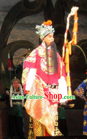 Su Wu In Desert Chinese Beijing Opera Envoy Red Clothing Stage Performance Dance Costume and Headpiece for Men Su Wu In Desert Chinese Beijing Opera Envoy Red Clothing Stage Performance Dance Costume and Headpiece for Men