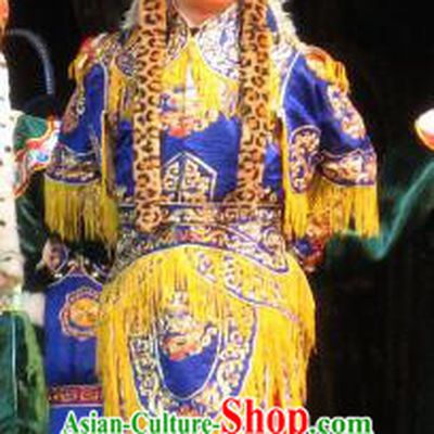 Su Wu In Desert Chinese Beijing Opera Takefu Blue Clothing Stage Performance Dance Costume and Headpiece for Men