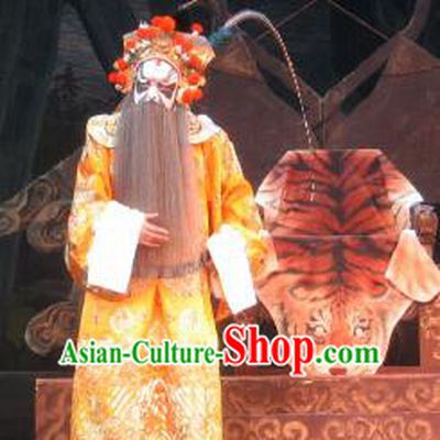 Su Wu In Desert Chinese Beijing Opera Emperor Yellow Clothing Stage Performance Dance Costume and Headpiece for Men
