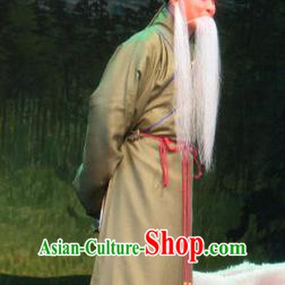 Su Wu In Desert Chinese Beijing Opera Shepherd Khaki Clothing Stage Performance Dance Costume and Headpiece for Men