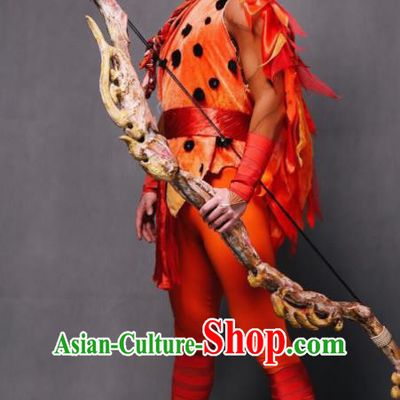 Goddess of the Moon Chinese Classical Dance HouYi Clothing Stage Performance Dance Costume and Headpiece for Men