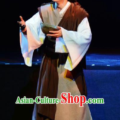 Goddess of the Moon Chinese Peking Opera Civilian Clothing Stage Performance Dance Costume and Headpiece for Men