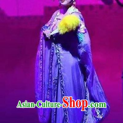 Amber Fate Chinese Beijing Opera Empress Dowager Purple Dress Stage Performance Dance Costume and Headpiece for Women