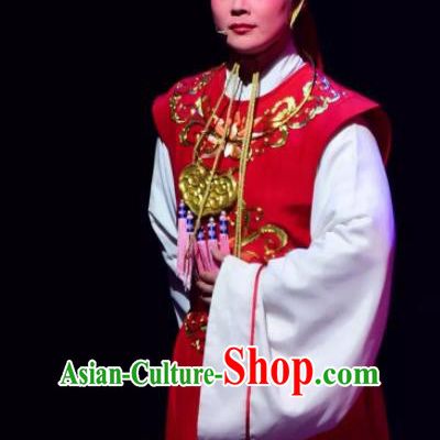 Amber Fate Chinese Beijing Opera Niche Red Clothing Stage Performance Dance Costume and Headpiece for Men