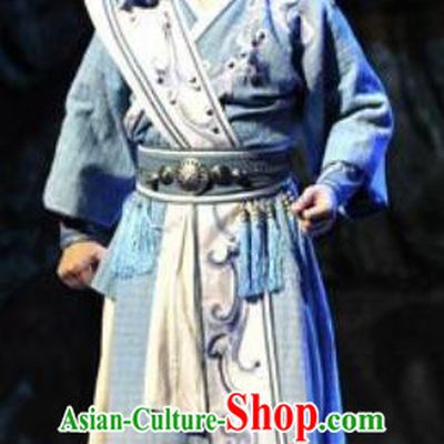 Drama Qian Yun Cliff Chinese Zhuang Nationality Bridegroom Clothing Stage Performance Dance Costume and Headpiece for Men
