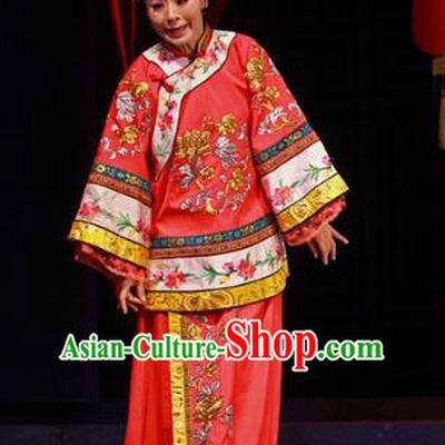 Shi Niang Chinese Classical Dance Wedding Red Dress Stage Performance Dance Costume and Headpiece for Women
