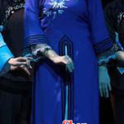 Shi Niang Chinese Classical Dance Young Mistress Blue Dress Stage Performance Dance Costume and Headpiece for Women
