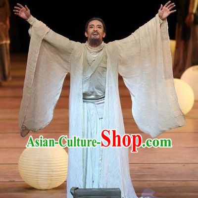 Drama Chinese Orphan Chinese Ancient Scholar Cheng Ying Clothing Stage Performance Dance Costume and Headpiece for Men