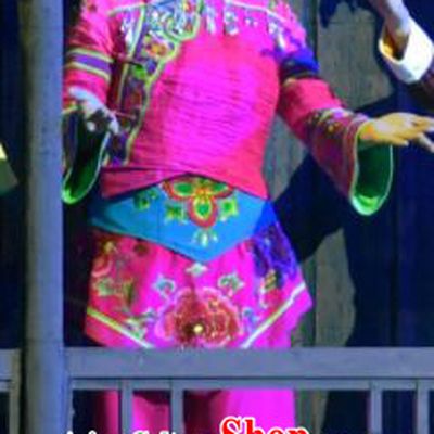 Hometown of Dragon Boat Tune Chinese Tujia Nationality Dance Dress Stage Performance Dance Costume and Headpiece for Women