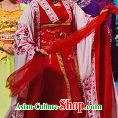 Amber Fate Chinese Beijing Opera Queen Red Dress Stage Performance Dance Costume and Headpiece for Women