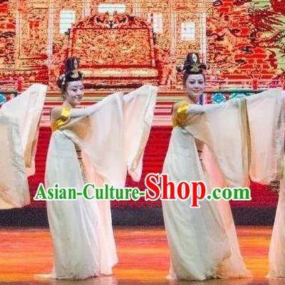 Ganzhou Musical Dance Chinese Classical Dance White Dress Stage Performance Dance Costume and Headpiece for Women