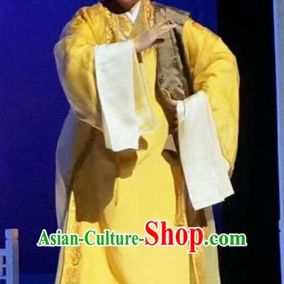 Amber Fate Chinese Shaoxing Opera Niche Yellow Clothing Stage Performance Dance Costume and Headpiece for Men
