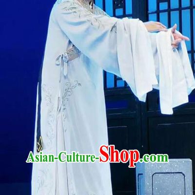 Amber Fate Chinese Shaoxing Opera Niche Blue Clothing Stage Performance Dance Costume and Headpiece for Men