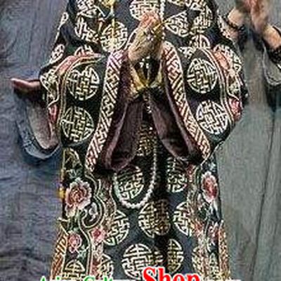 Beijing Fayuansi Chinese Qing Dynasty Empress Dowager Cixi Dress Stage Performance Dance Costume and Headpiece for Women