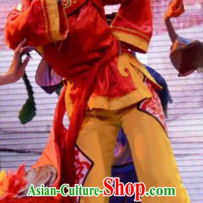Gucuo Marriage Chinese Folk Dance Outfits Stage Performance Dance Costume and Headpiece for Women