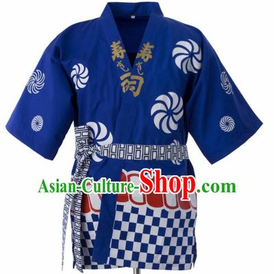 Traditional Japanese Royalblue Yamato Shirt Kimono Asian Japan Costume for Men