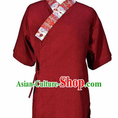 Traditional Japanese Purplish Red Yamato Shirt Kimono Asian Japan Costume for Men