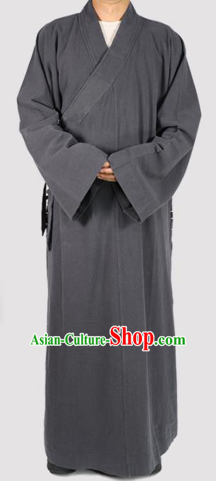 Traditional Chinese Monk Costume Winter Grey Woolen Long Gown for Men Traditional Chinese Monk Costume Winter Grey Woolen Long Gown for Men