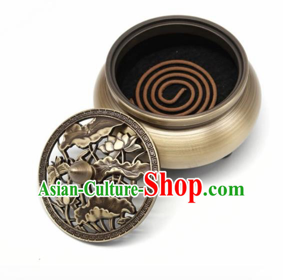 Traditional Chinese Carving Lotus Incense Burner Copper Censer Traditional Chinese Carving Lotus Incense Burner Copper Censer
