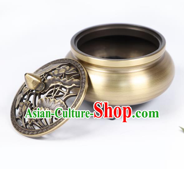 Traditional Chinese Carving Lotus Incense Burner Copper Censer Traditional Chinese Carving Lotus Incense Burner Copper Censer